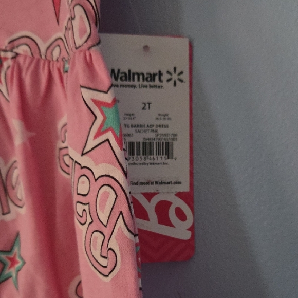 Pink Barbie Star Print Dress 2T NWT - Picture 2 of 2